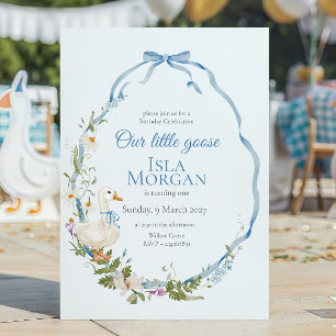 One Silly Little Goose Birthday Watercolor Invitation