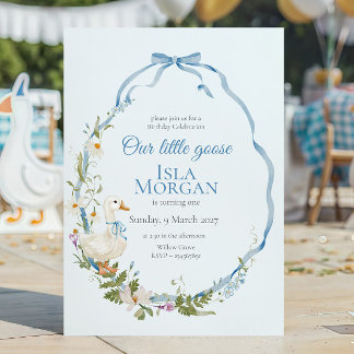 One Silly Little Goose Birthday Watercolor Invitation