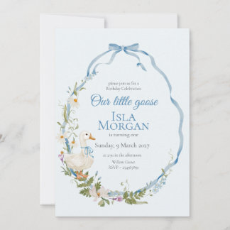 One Silly Little Goose Birthday Watercolor  Invitation