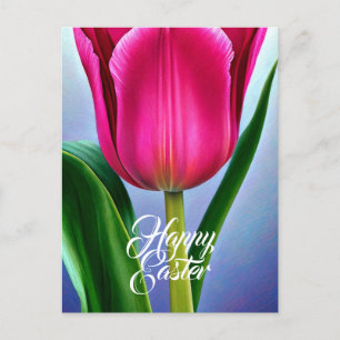 One Single Pink Tulip Holiday Easter Postcard