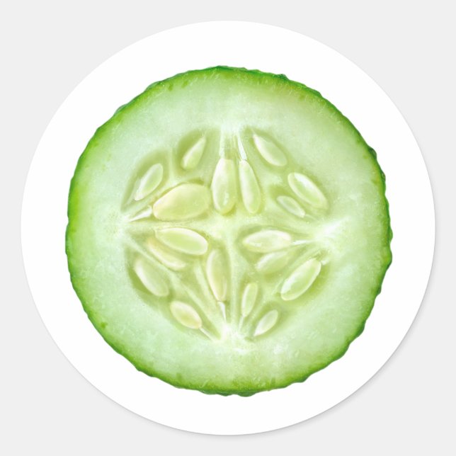One slice of cucumber classic round sticker (Front)