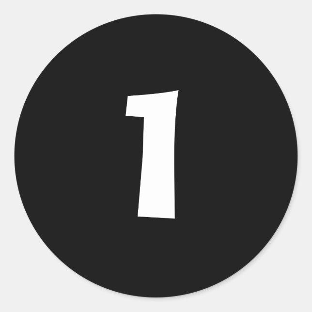 One Small Round Black Number Stickers by Janz (Front)