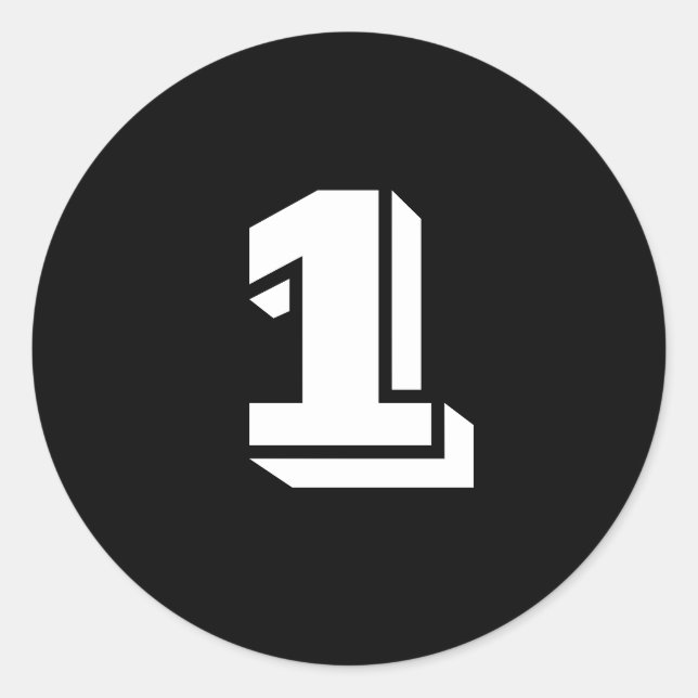 One Small Round Black Number Stickers by Janz (Front)