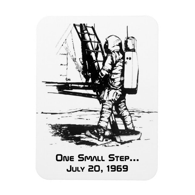 One Small Step Apollo 11 Moon Landing Magnet (Vertical)