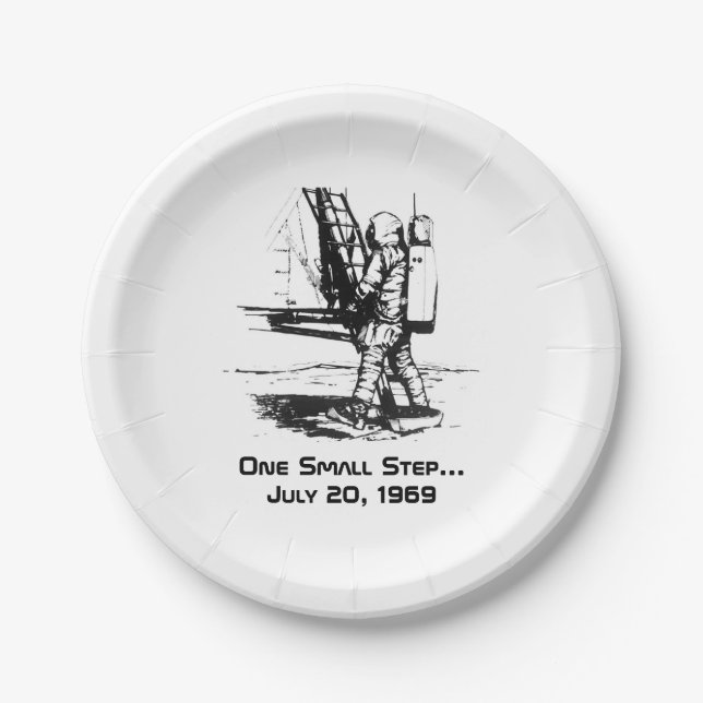 One Small Step Apollo 11 Moon Landing Paper Plate (Front)