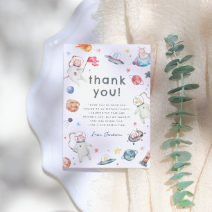 One Small Step   Space Animals 1st Birthday Party Thank You Card