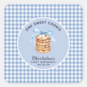 One Smart Cookie Boys  First Birthday  Square Sticker