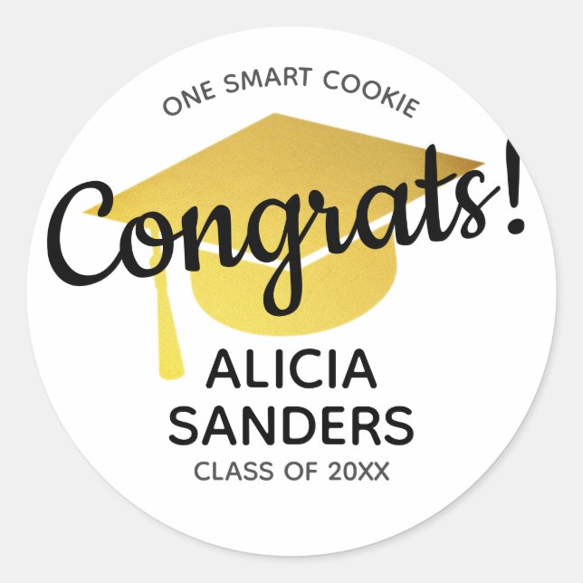 One Smart Cookie Congrats to the Graduate Classic Round Sticker (Front)