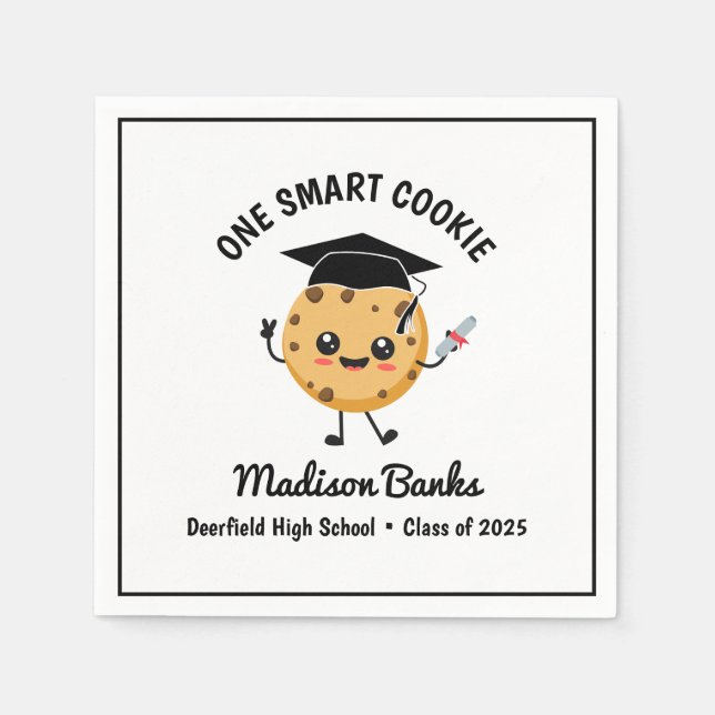 "One Smart Cookie" Cute Funny Graduation Dessert Napkin (Front)