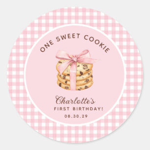 One Smart Cookie Girls First Birthday  Classic Round Sticker