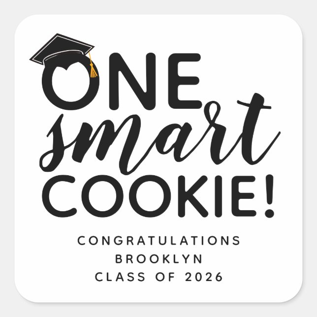One Smart Cookie Graduation Favour Square Sticker (Front)