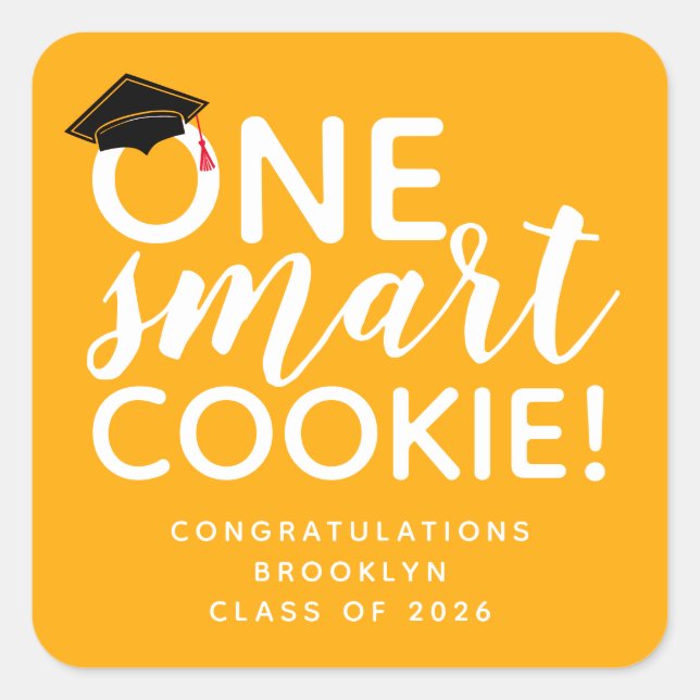 One Smart Cookie Graduation Favour Square Sticker (Front)