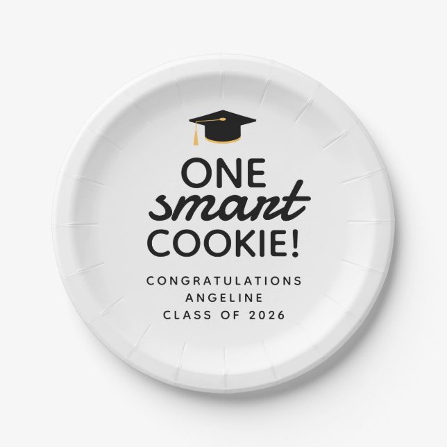 One Smart Cookie Graduation Paper Plate (Front)
