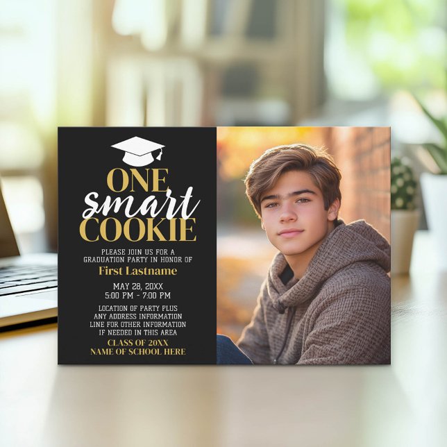 One Smart Cookie - Graduation Photo - Grad Invitation (Graduation Party Invitation with Photo)