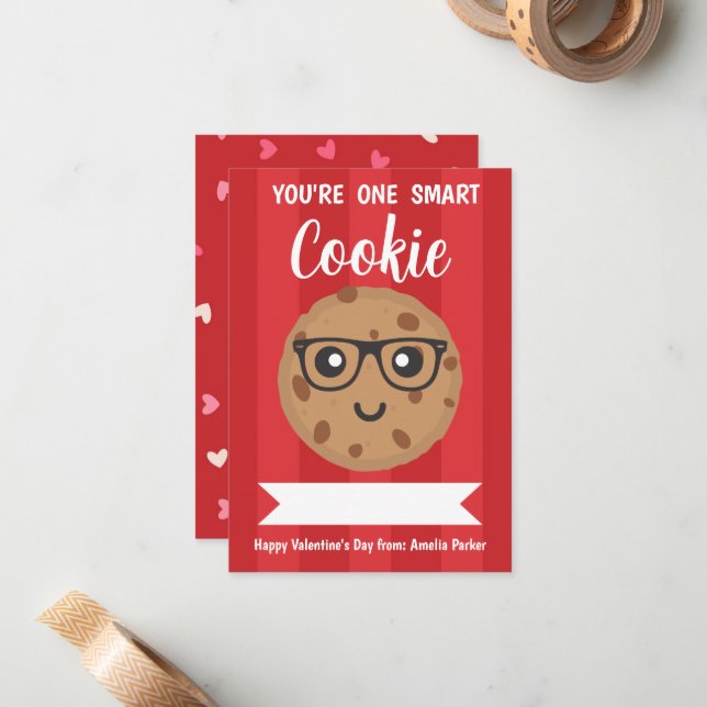 One Smart Cookie - Kids Classroom Valentine's Day Card (Front/Back In Situ)