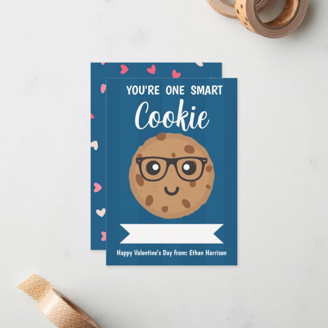 One Smart Cookie - Kids Classroom Valentine's Day Card (Front/Back In Situ)