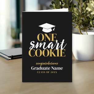 One Smart Cookie - Modern Black Gold Graduation Card