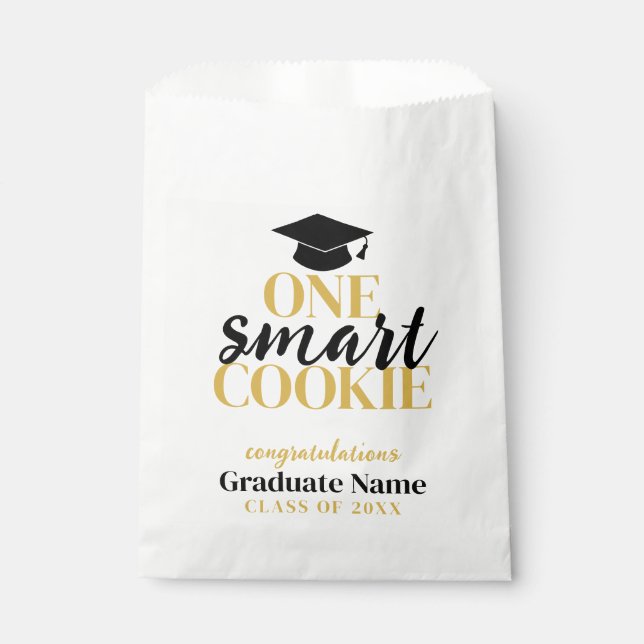 One Smart Cookie - Modern Black Gold Graduation Favour Bag (Front)