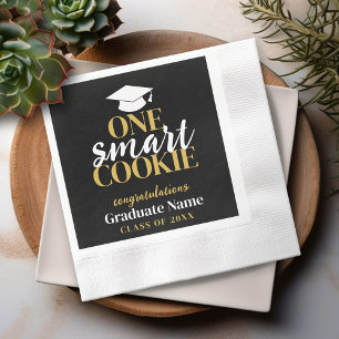 One Smart Cookie - Modern Black Gold Graduation Napkin