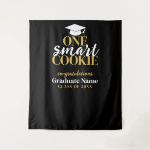 One Smart Cookie - Modern Black Gold Graduation Tapestry