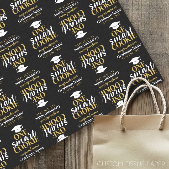 One Smart Cookie - Modern Black Gold Graduation Tissue Paper (Graduation Tissue Paper)