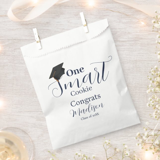 One smart cookie  navy blue graduation party favour bag (Clipped)