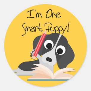One Smart Puppy Classic Round Sticker