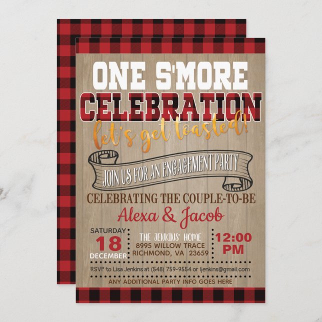 One S'more Celebration Invitation - Engagement GD (Front/Back)