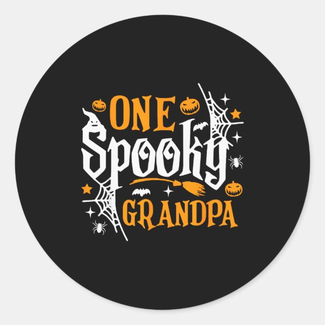 One Soky Grandpa Shirt Funny Halloween Matching Fa Classic Round Sticker (Front)