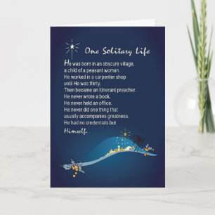 One Solitary Life Religious Christmas Card Dark Bl