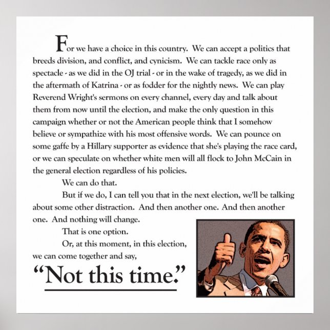 One Speech.   One Dream Poster (Front)