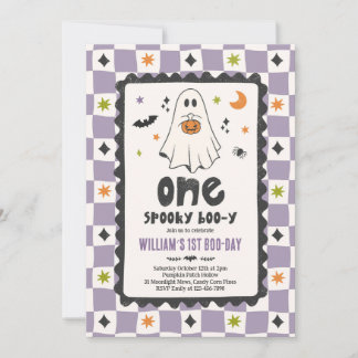 One Spooky Boo-y Halloween Boy Ghost 1st Birthday Invitation