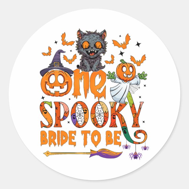One Spooky Bride To Be Funny Halloween Bride To Be Classic Round Sticker (Front)