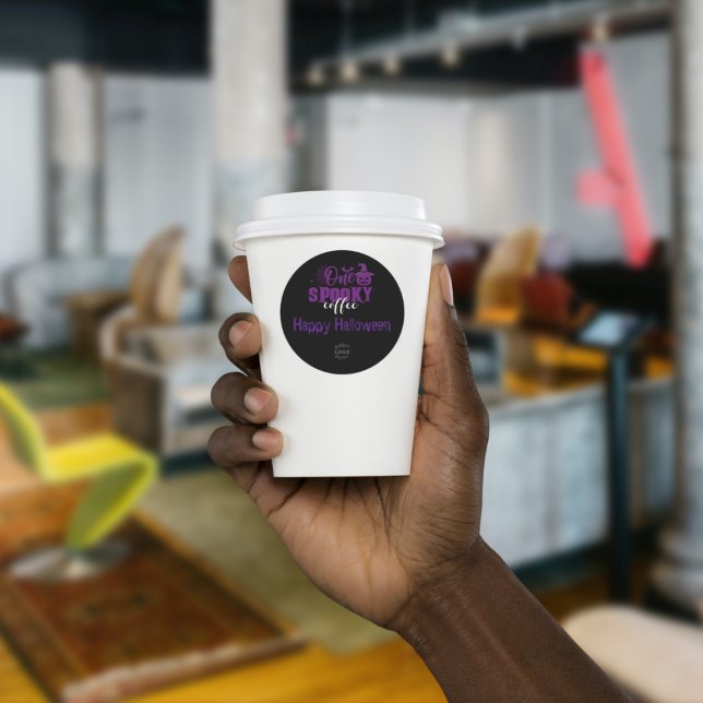 One spooky coffee, purple Halloween business  Clas Classic Round Sticker (Creator Uploaded)