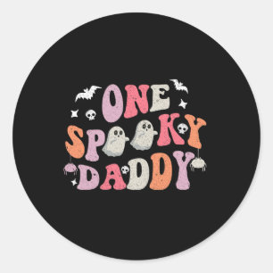 One Spooky Daddy Halloween Costume Dad Retro Groov Classic Round Sticker
