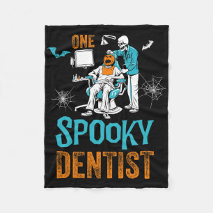 One Spooky Dentist Scary Dental Halloween Skeleton Fleece Blanket