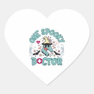 One Spooky Doctor, cute halloween doctor, skeleton Heart Sticker