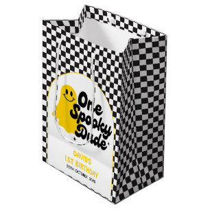One Spooky Dude Groovy Chequered First Birthday Medium Gift Bag