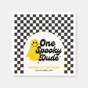 One Spooky Dude Groovy Halloween First Birthday Napkin