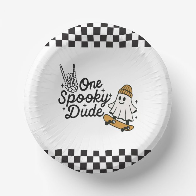 One Spooky Dude Halloween Birthday  Paper Plate (Front)
