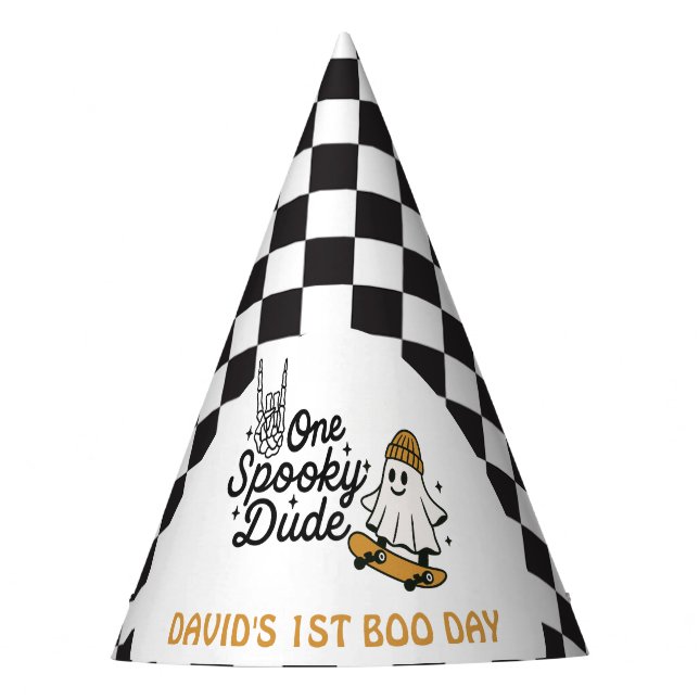 One Spooky Dude Halloween Birthday  Party Hat (Front)