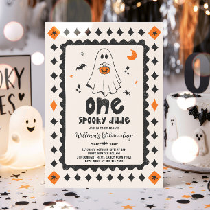 One Spooky Dude Halloween Boy Ghost 1st Birthday Invitation
