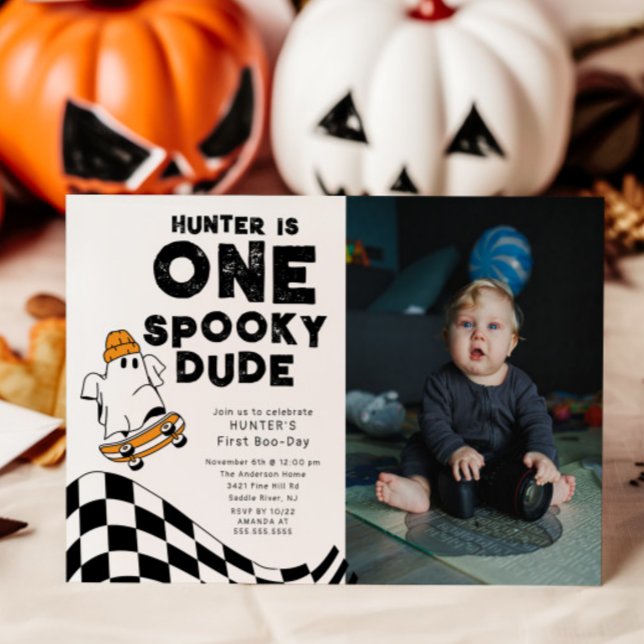 One Spooky Dude Photo Birthday Invitation (Creator Uploaded)