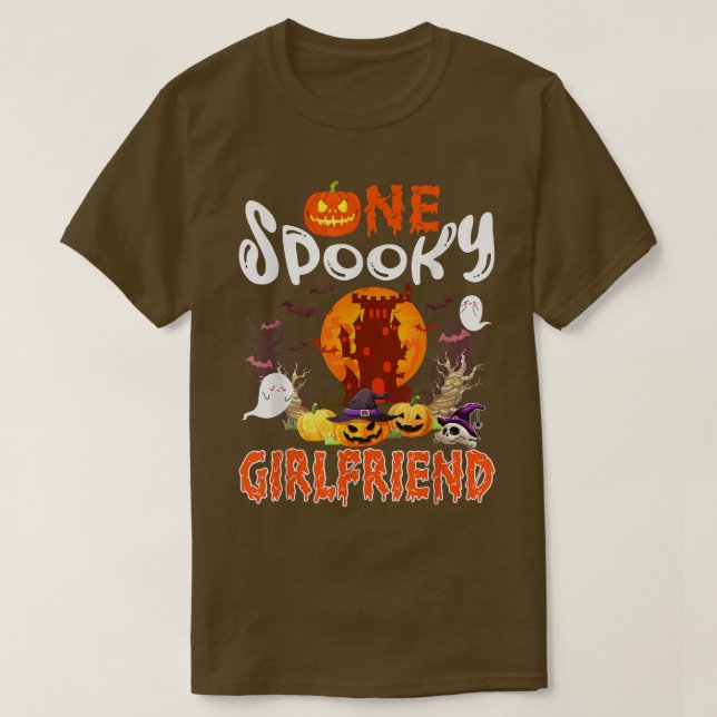 One Spooky Funny Girlfriend Halloween Couple Costu T-Shirt (Design Front)