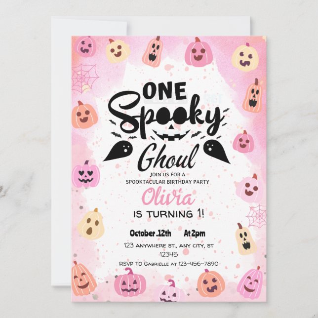 One Spooky Ghoul Halloween Party Invitation (Front)