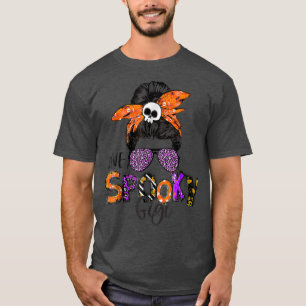 One Spooky Gigi Messy Bun Women Witch Halloween  T-Shirt