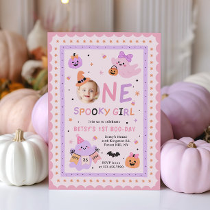 One Spooky Girl Halloween Ghost 1st Birthday Invitation