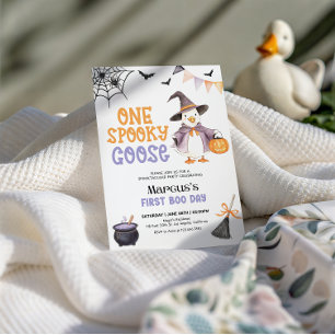 One Spooky Goose Halloween Birthday Invitation