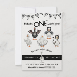 ONE Spooky Goose! Halloween First Birthday Party Invitation