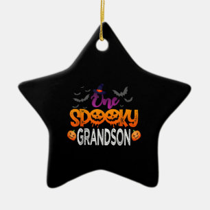 One Spooky Grandson Family Matching Halloween Ceramic Ornament